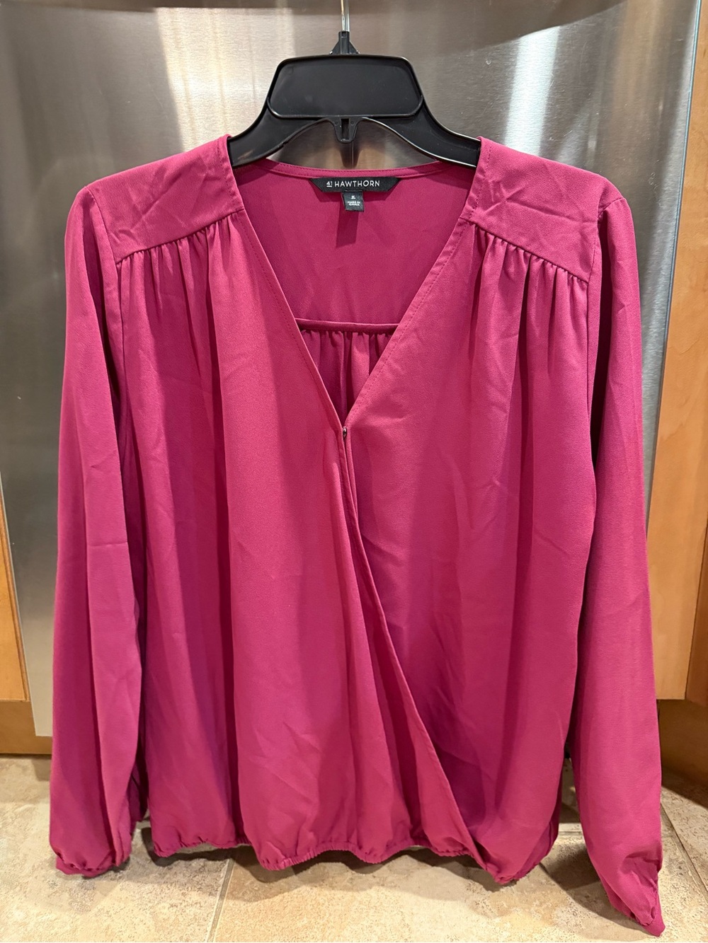 41 Hawthorn Raspberry-Pink Faux Wrap Blouse